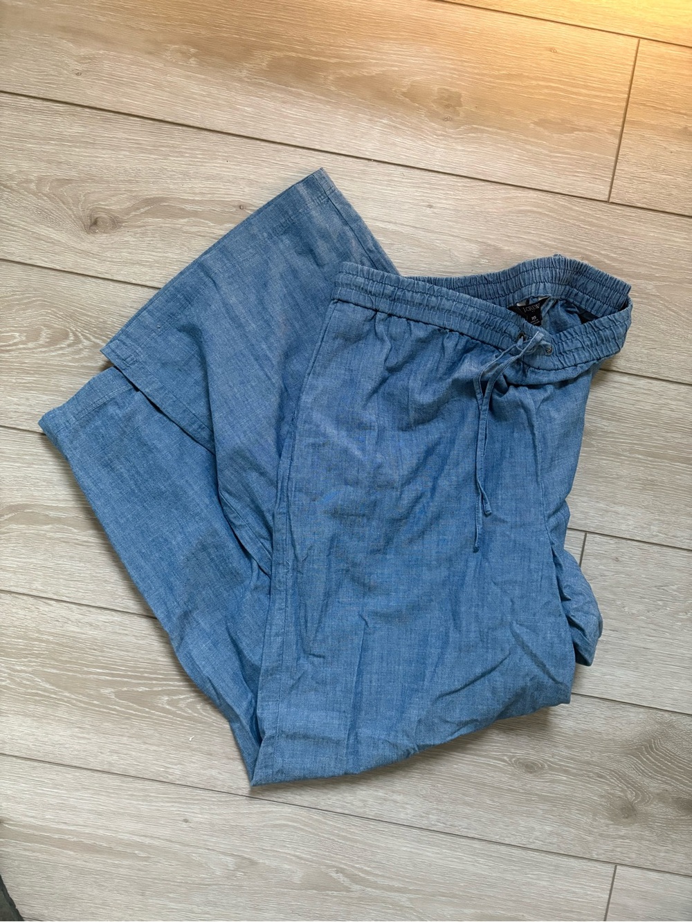 J Crew Chambray slim wide-leg drawstring pant